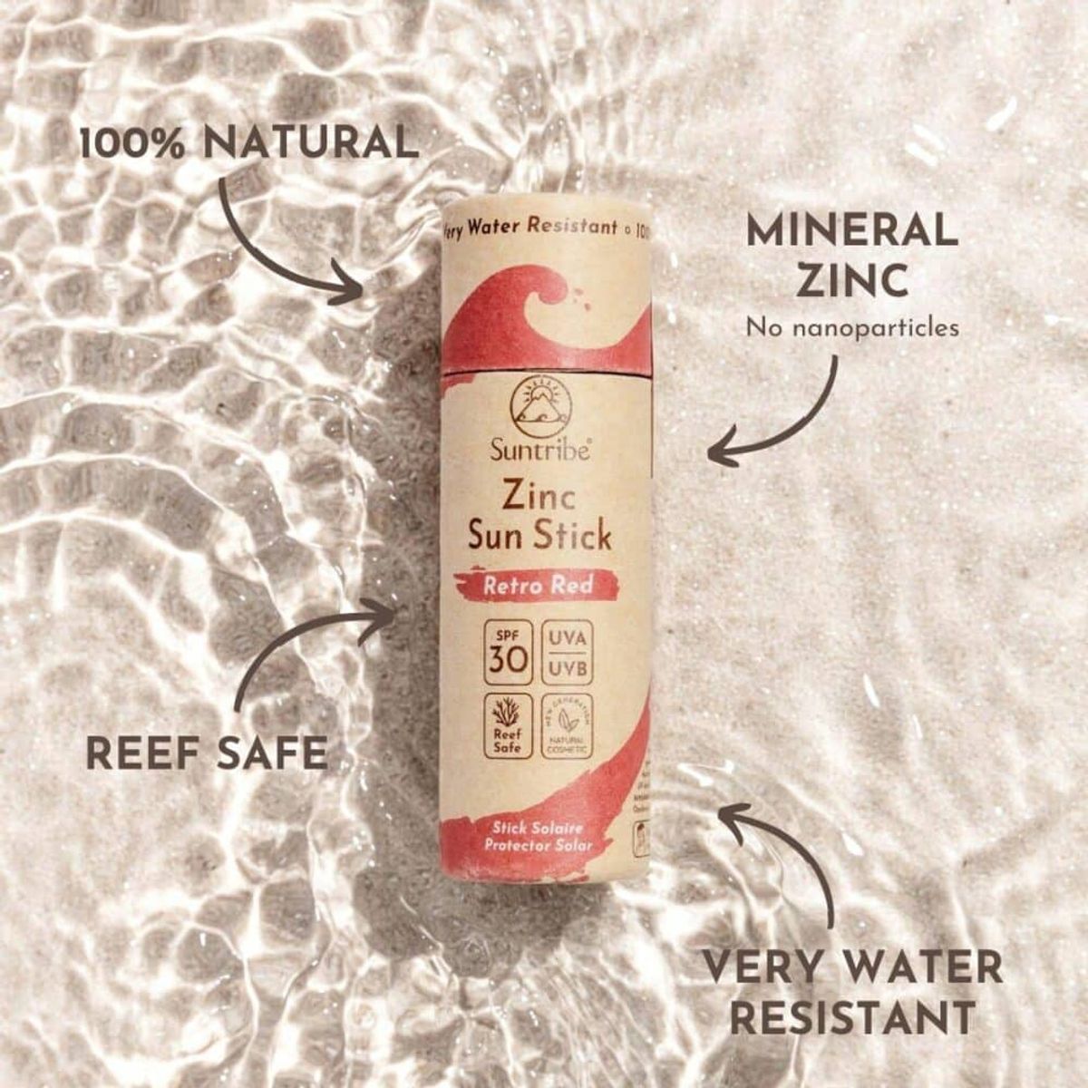 Suntribe - Natural Mineral Zinc Sun Stick SPF 30 - Retro Red