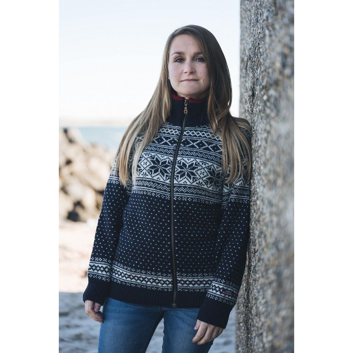 Charm - Norsk Cardigan 100% Uld - Dame - Navy