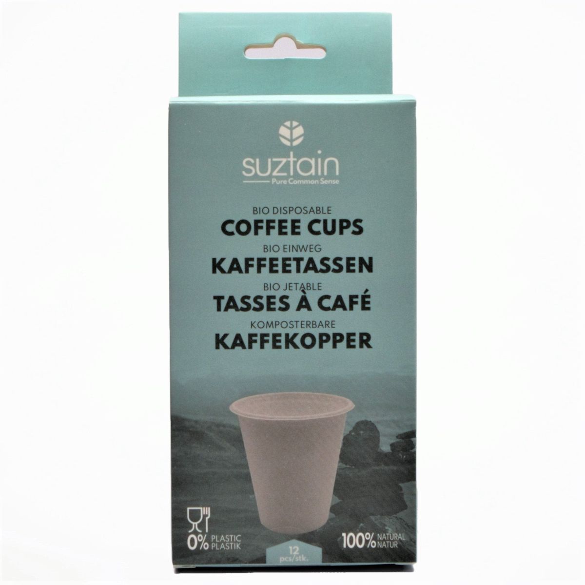 Suztain-Bagasse Kaffekop - Plastfri - 12 Stk/260ml