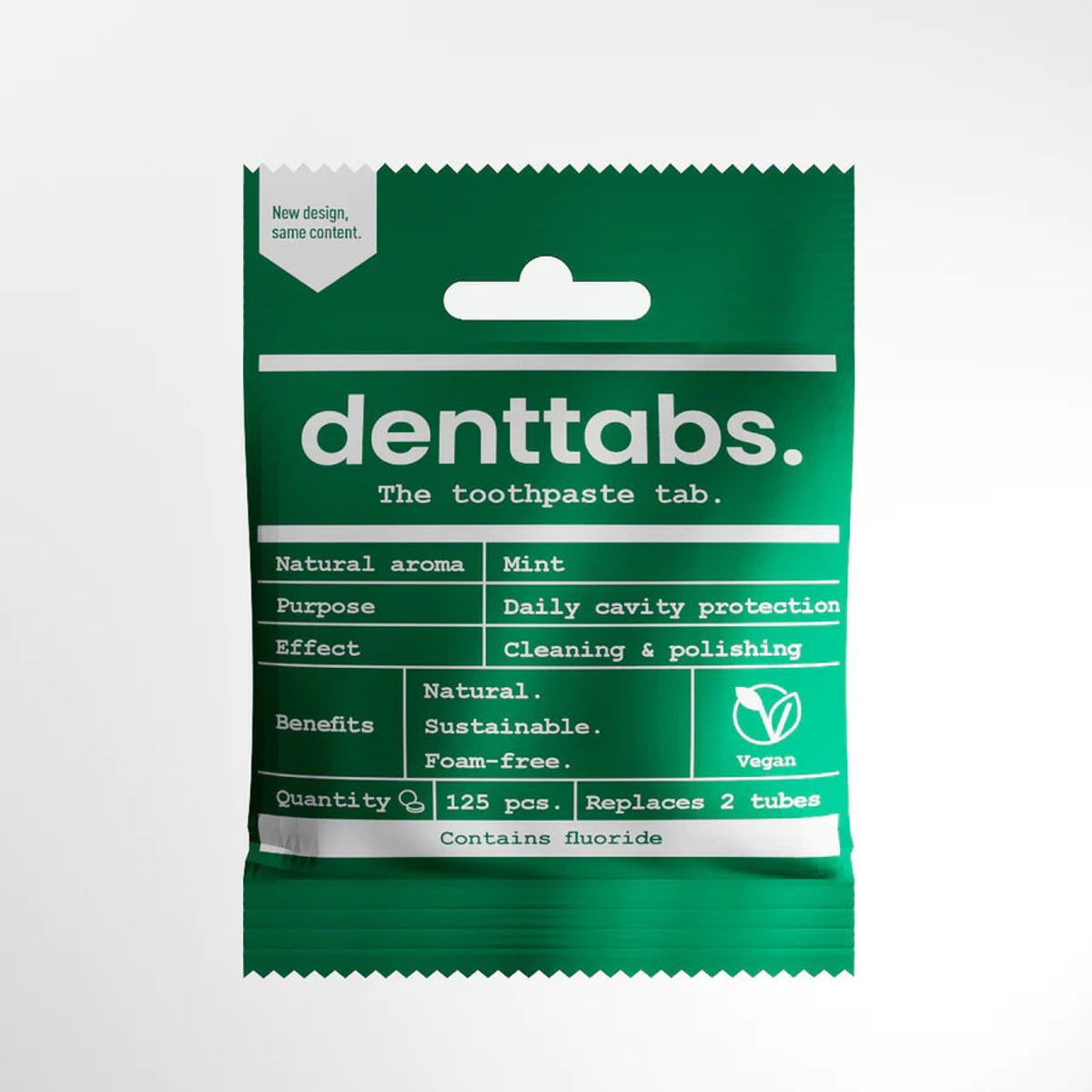 Denttabs - Tandpasta Tabletter Mint 125 Stk - Med Fluorid