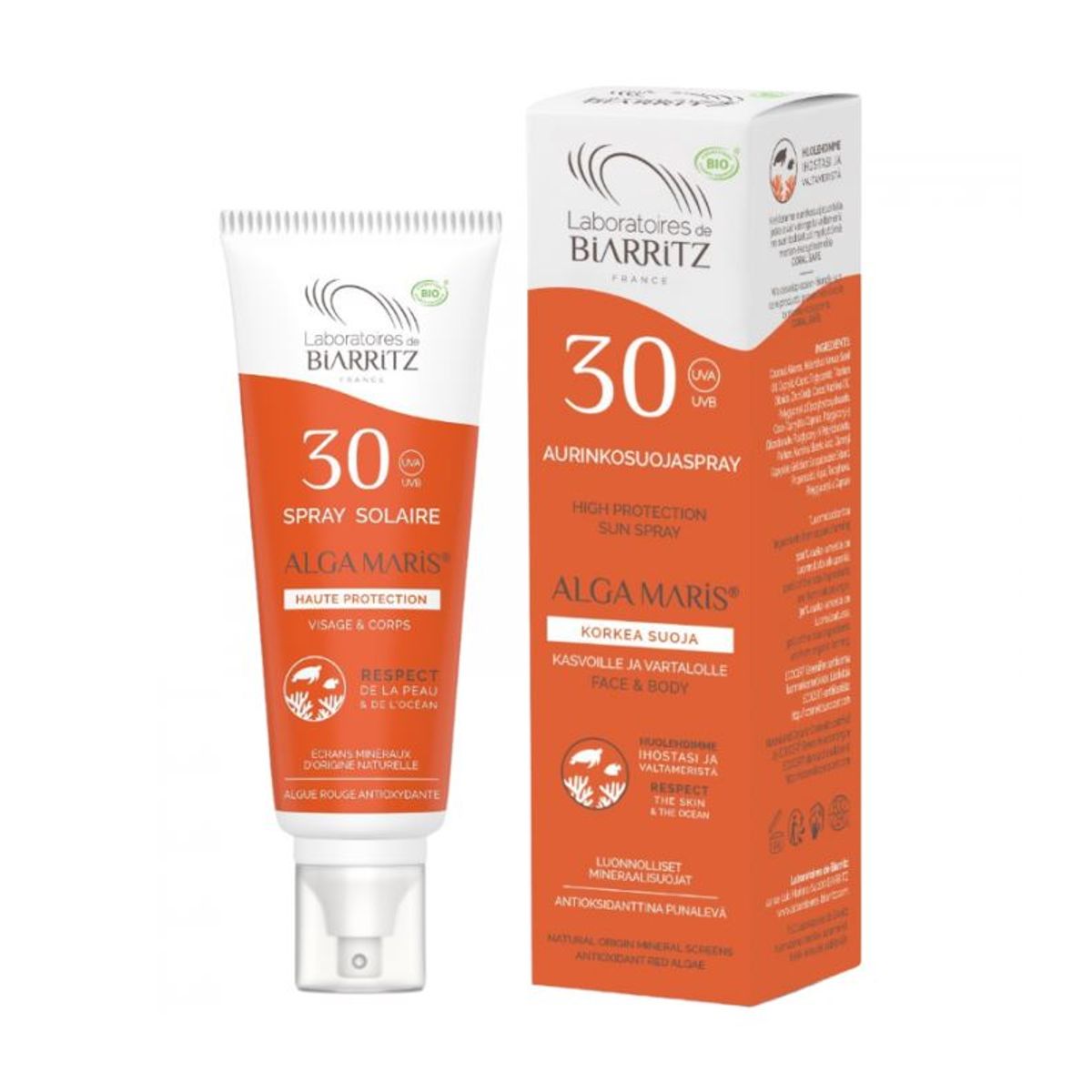 Laboratoires De Biarritz - Økologisk Solcreme Spray - SPF30 - 100ml - Alga Maris