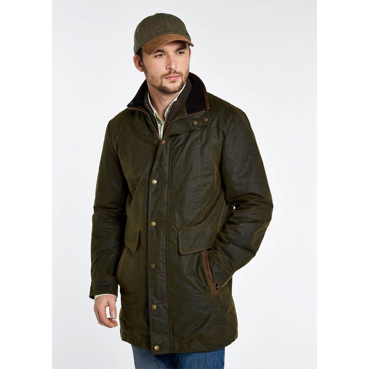 Chalkhill Wax Oilskin Jacket, olivengrøn med Primaloft vattering - L