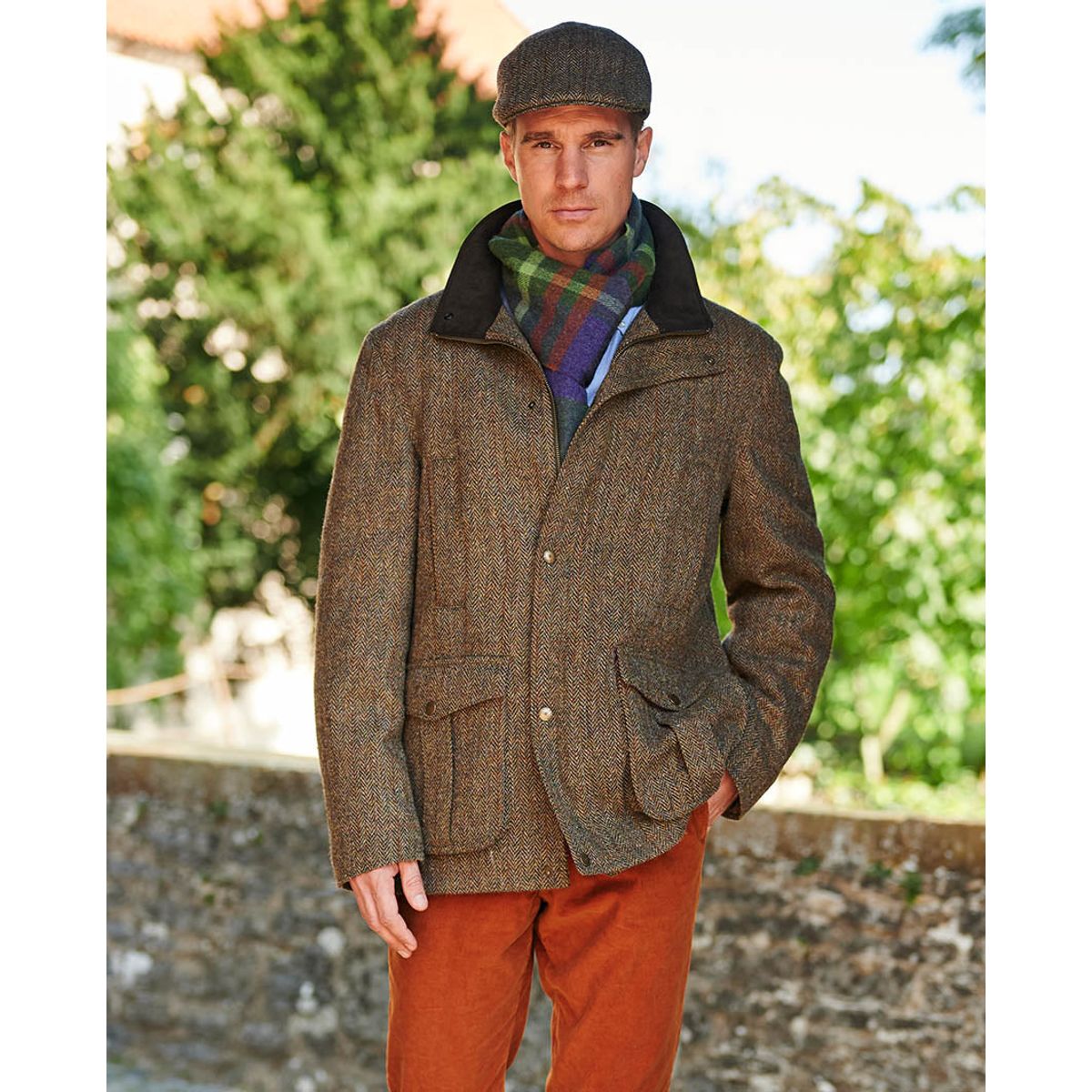 Bristol Field Coat skydejakke Harris Tweed, evergreen herringbone - 46 (XS)