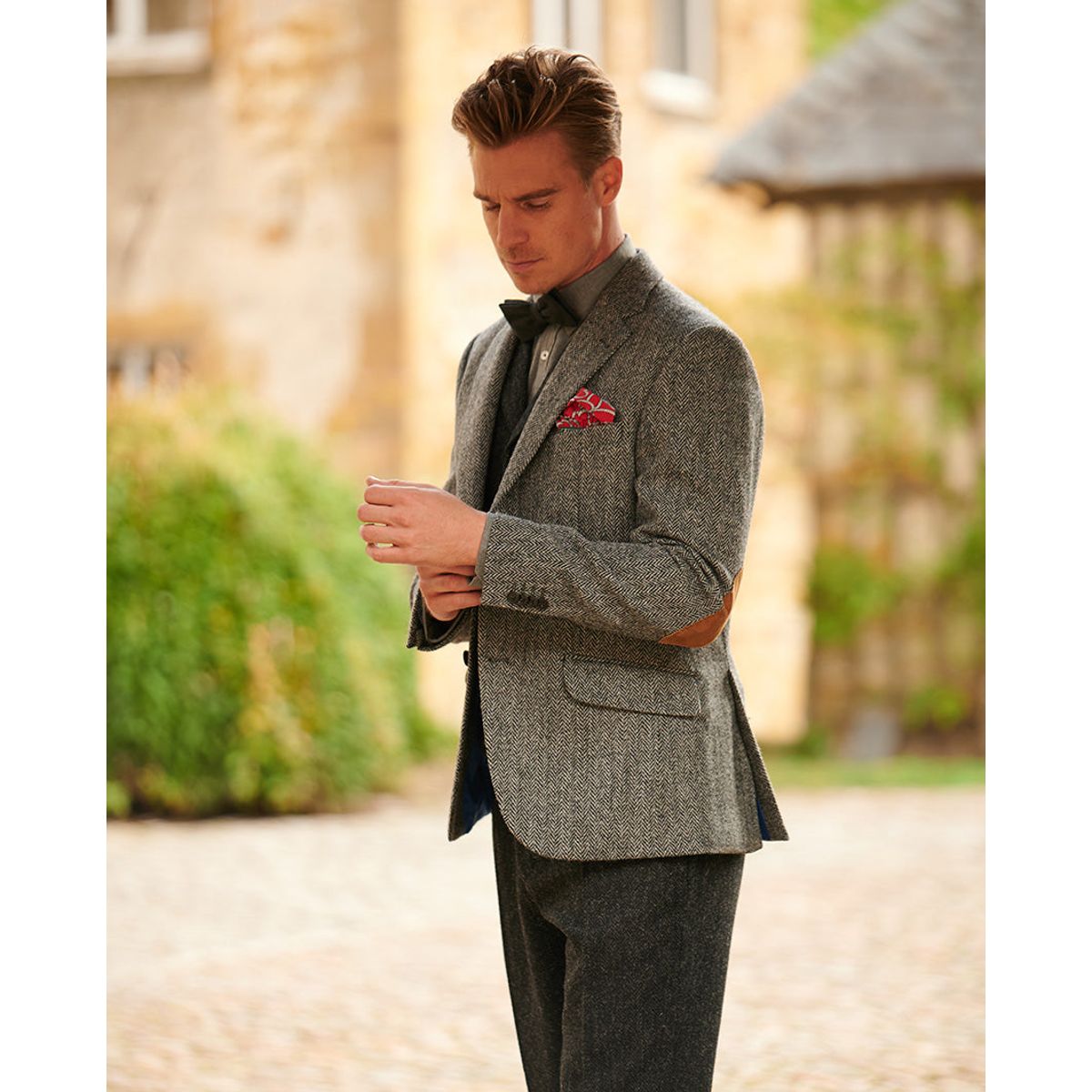 London tweed blazer, Harris Tweed, antracitgrå sildeben - 102 EU