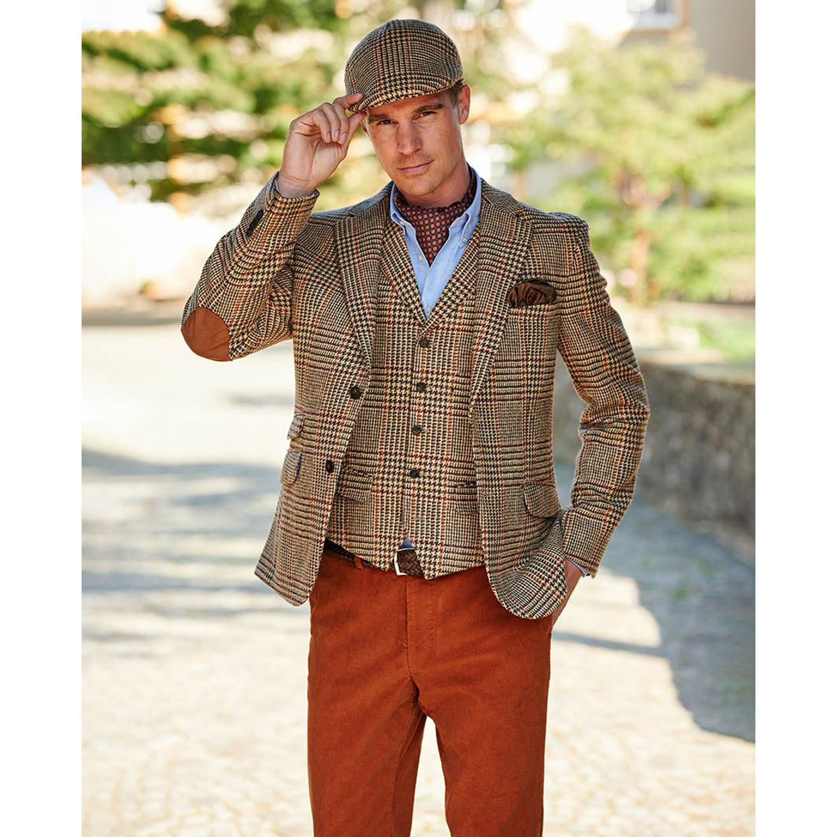 London tweed blazer, Harris Tweed, beige med prince of wales tern - 102 EU