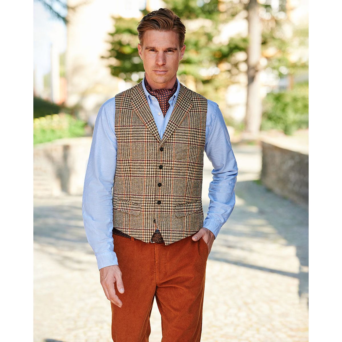 Wales tweed vest, Harris Tweed, Prince of Wales tern - 50 EU / M