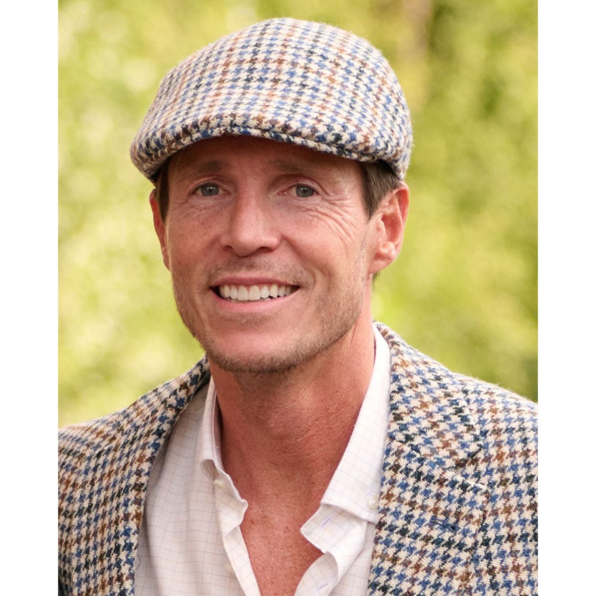 Henry Harris Tweed Flat Cap sixpence - houndstooth creme - 62 cm