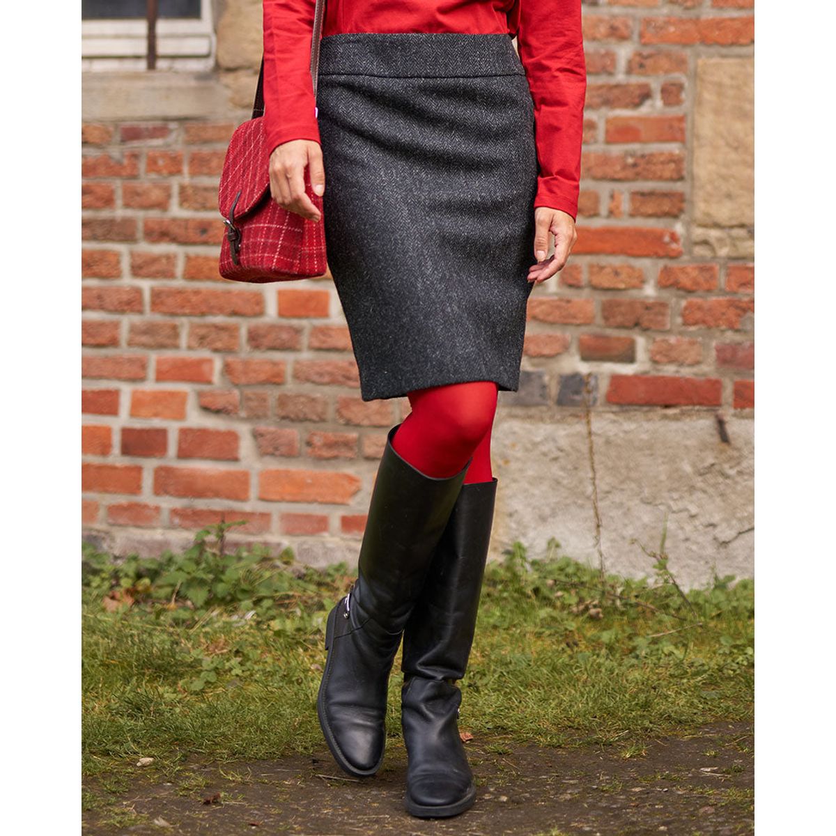 Pencil Skirt nederdel Harris Tweed, koksgrå (charcoal) - 44 (XXL)