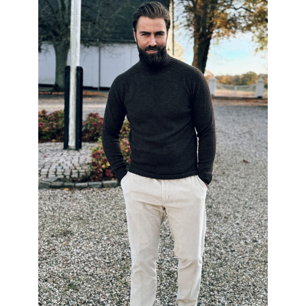 Ballater Roll Neck rullekravesweater, Porcupine, Geelong lammeuld - XS