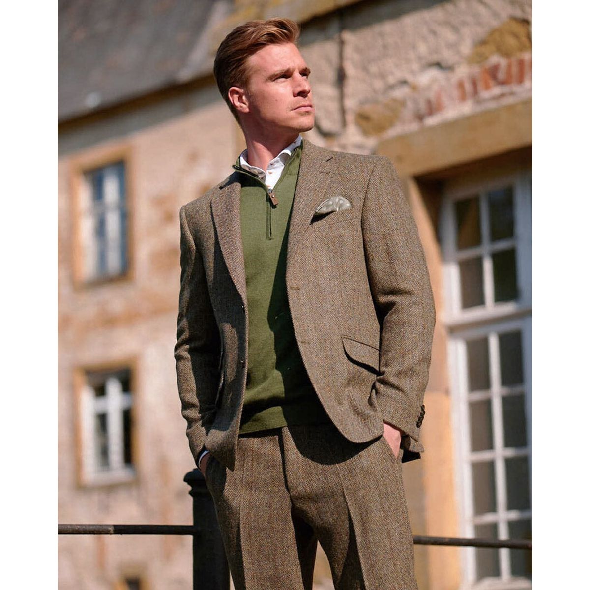 London tweed blazer, Harris Tweed, evergreen sildebensmønster - 102 EU