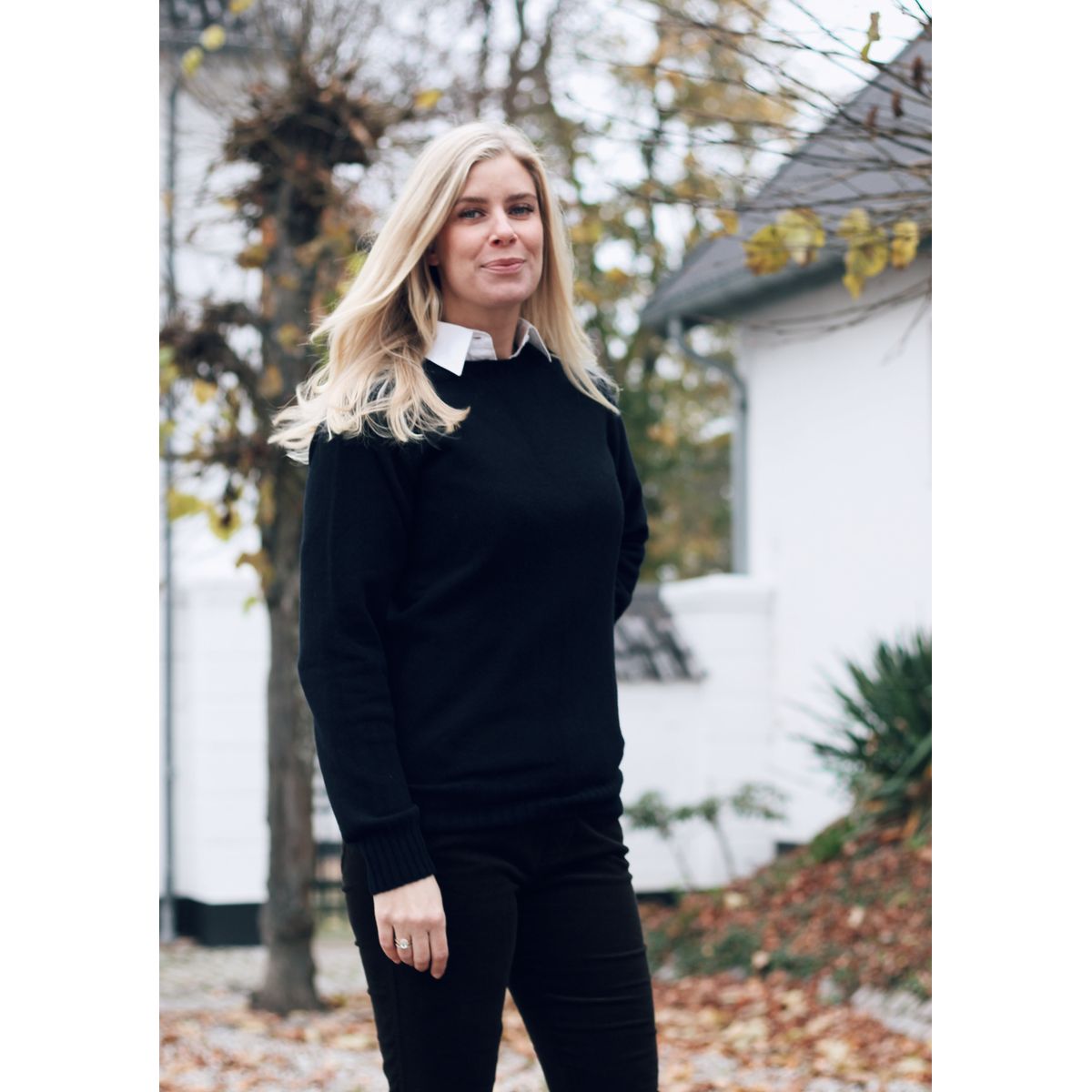 Orton Jumper rundhalset sweater, Nero Navy, Geelong lammeuld - L