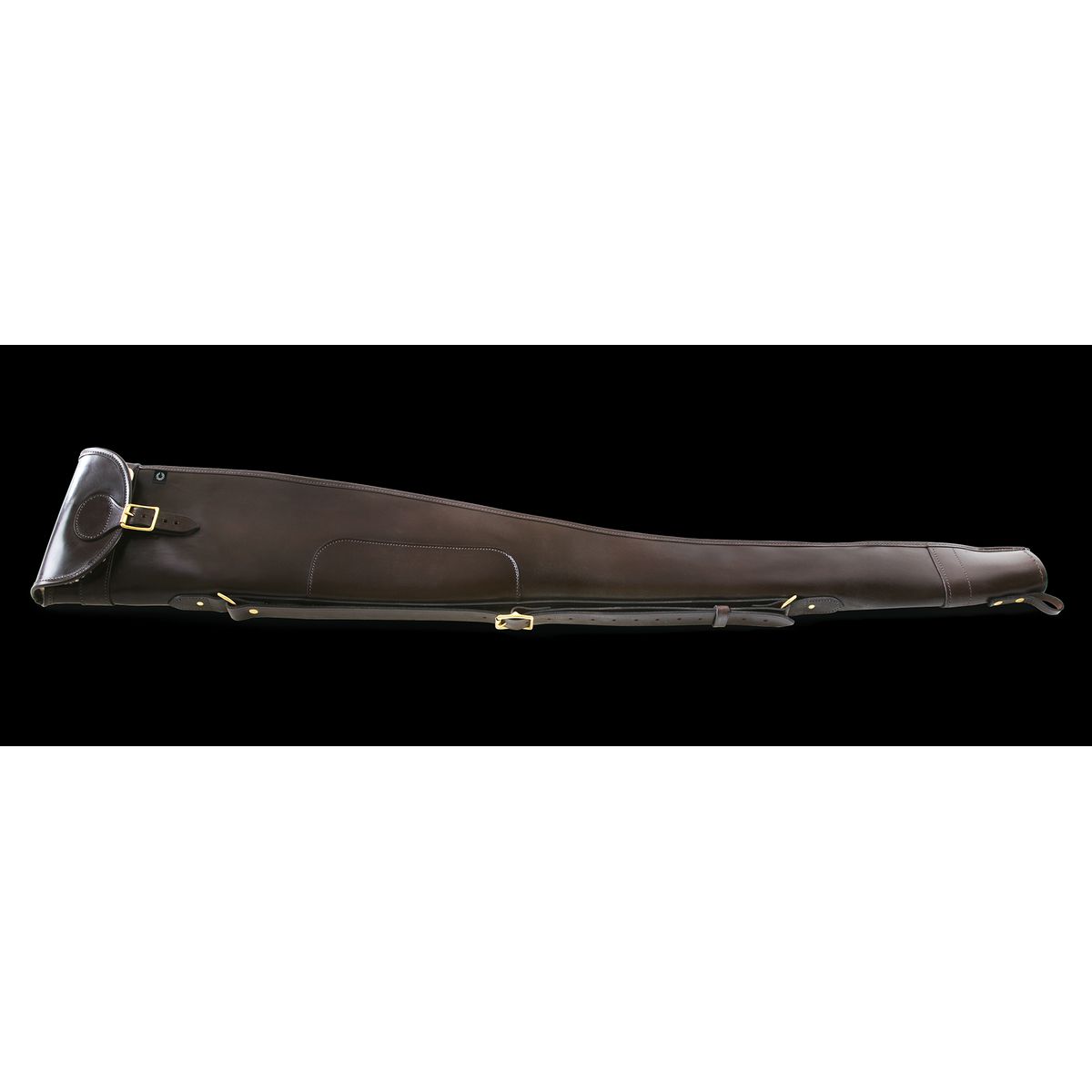 CROOTS Malton Shotgun Slip zip/flap, saddellæder, dark havana - 30"