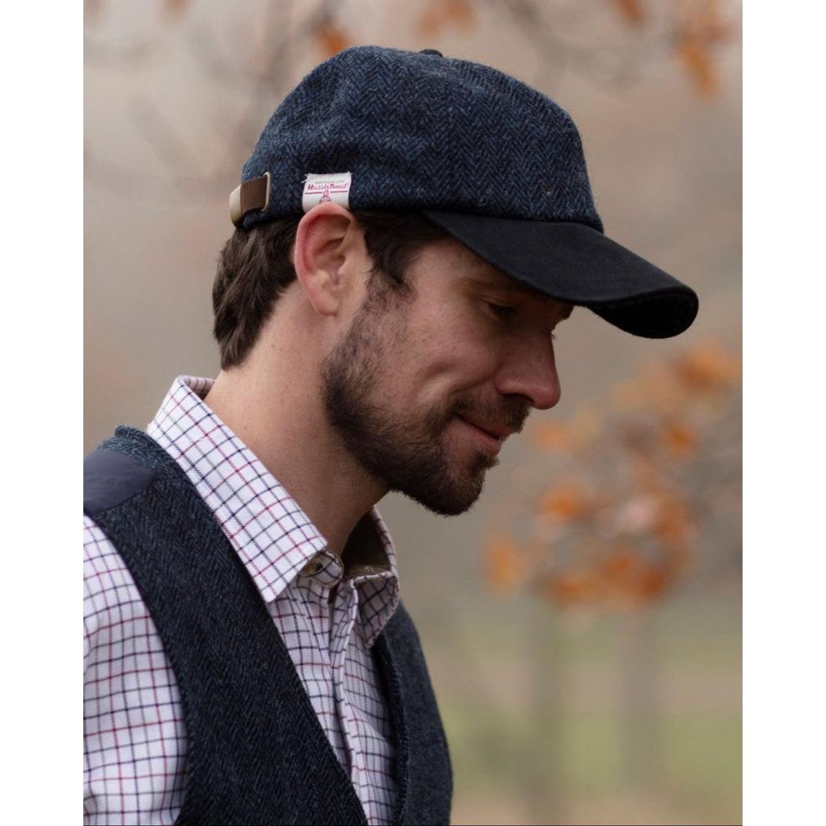 Brungton Harris Tweed baseball cap, one size, midnatsblå