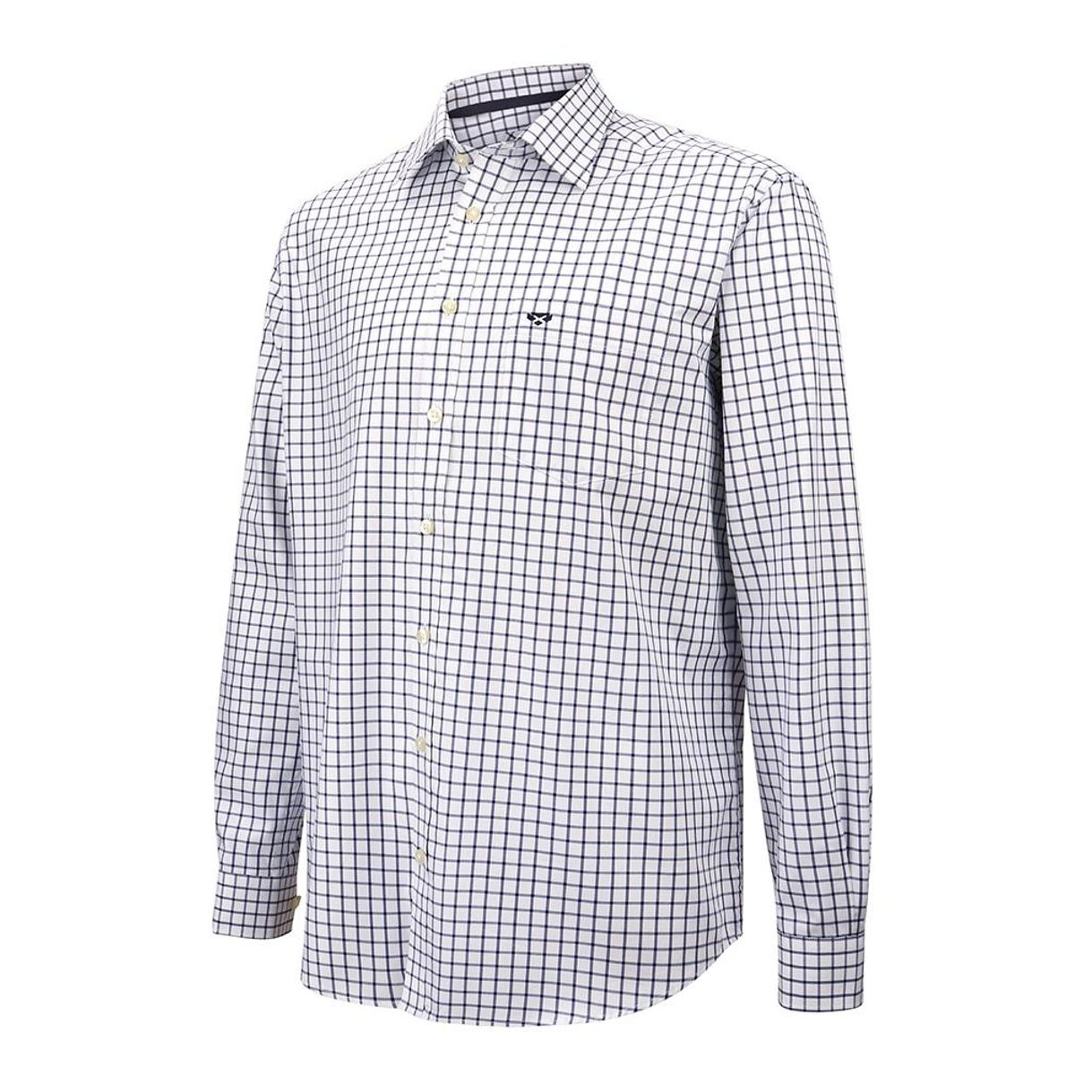 Turnberry twill skjorte, hvid/blå tern, small - S