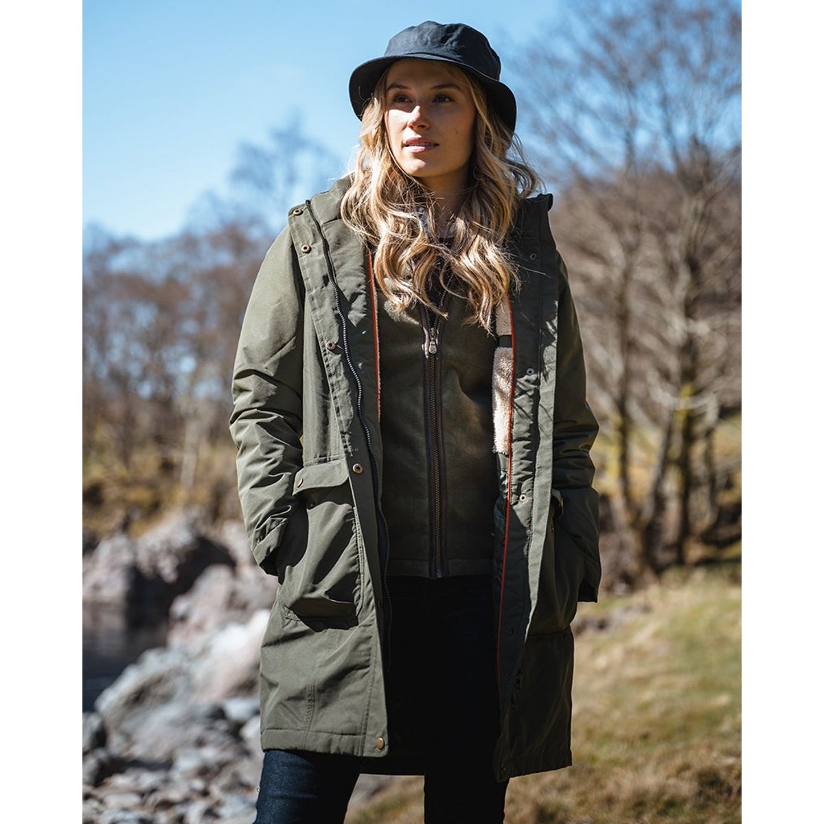 Walker Ladies Long Coat fritidsfrakke, olivengrøn - S