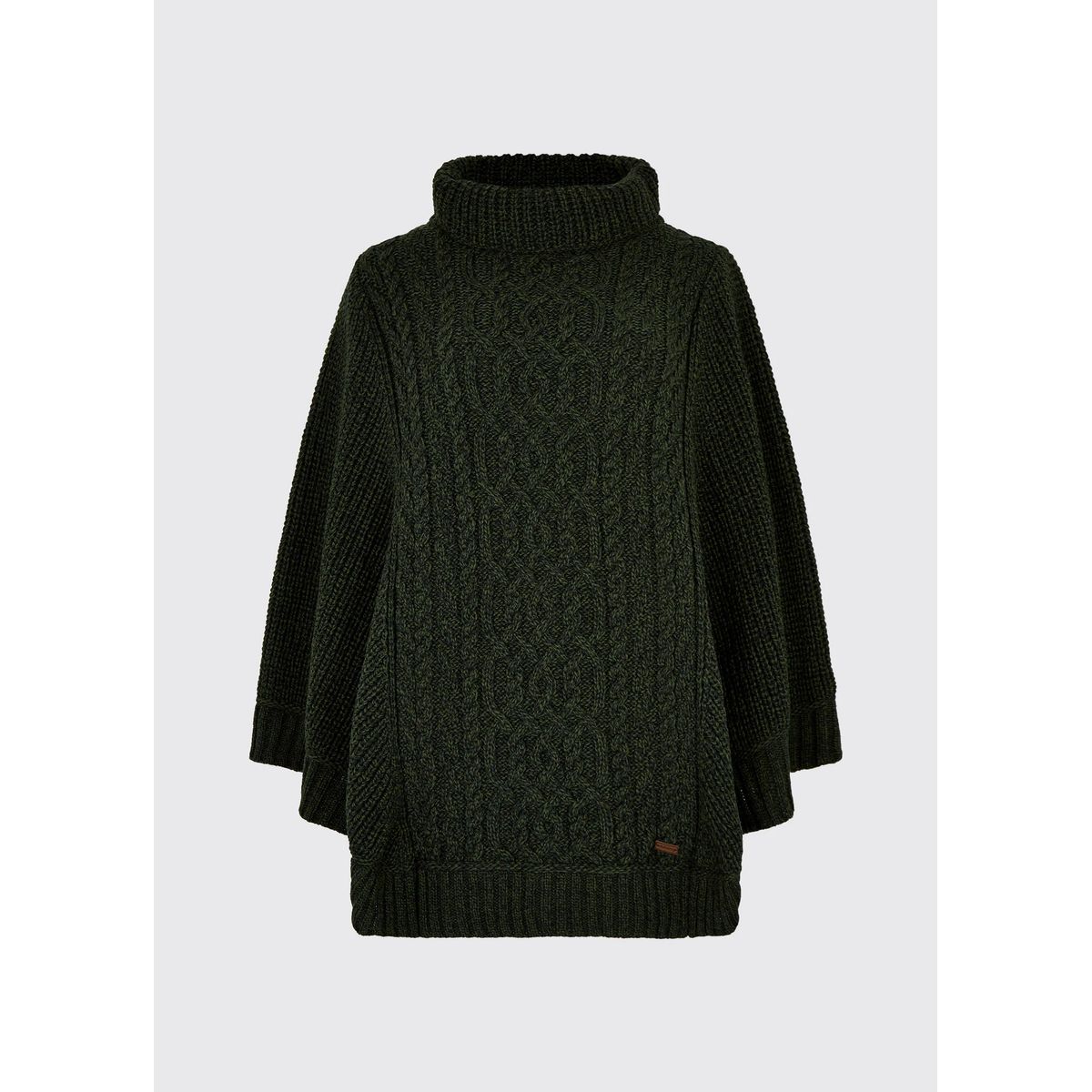 Kilronan Womenâs Merino Poncho, olivengrøn - S-M