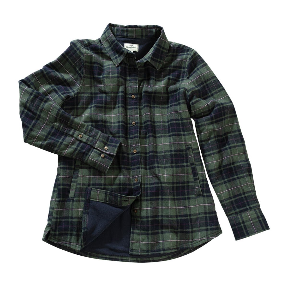 Ladies Tartan Shacket overshirt, grøn/blå/vinrød - L (14-16)