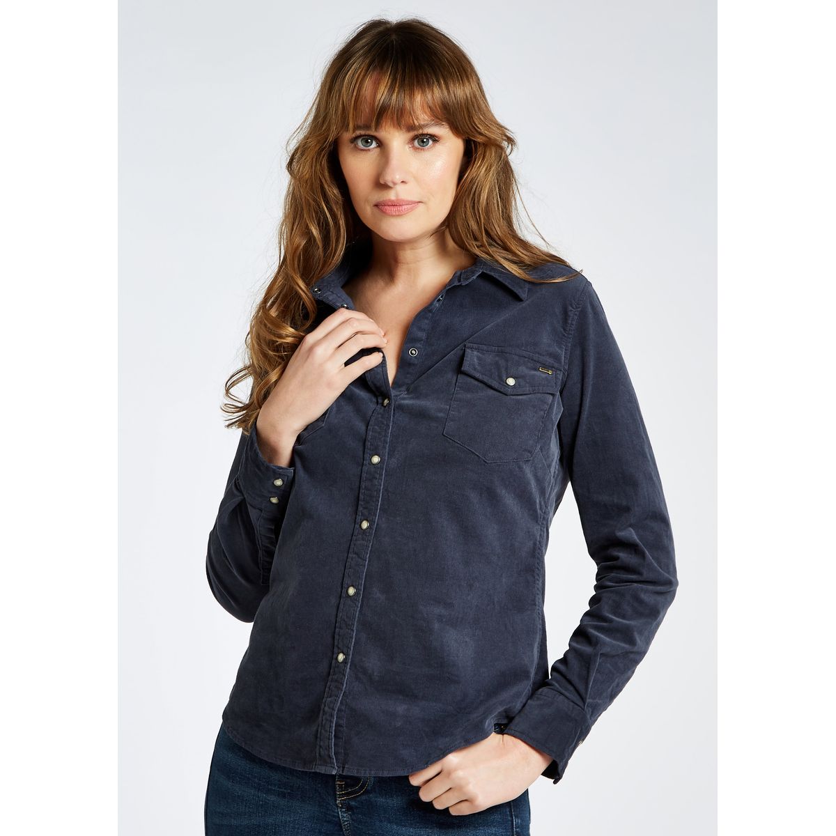 Angelica Ladies Pincord Shirt, indigoblå - 34 (UK8)