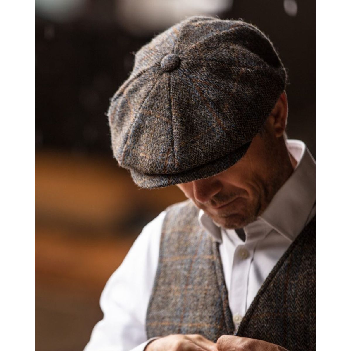 Thomas Harris Tweed Bakerboy hat, Clinton brun - L - 59 cm