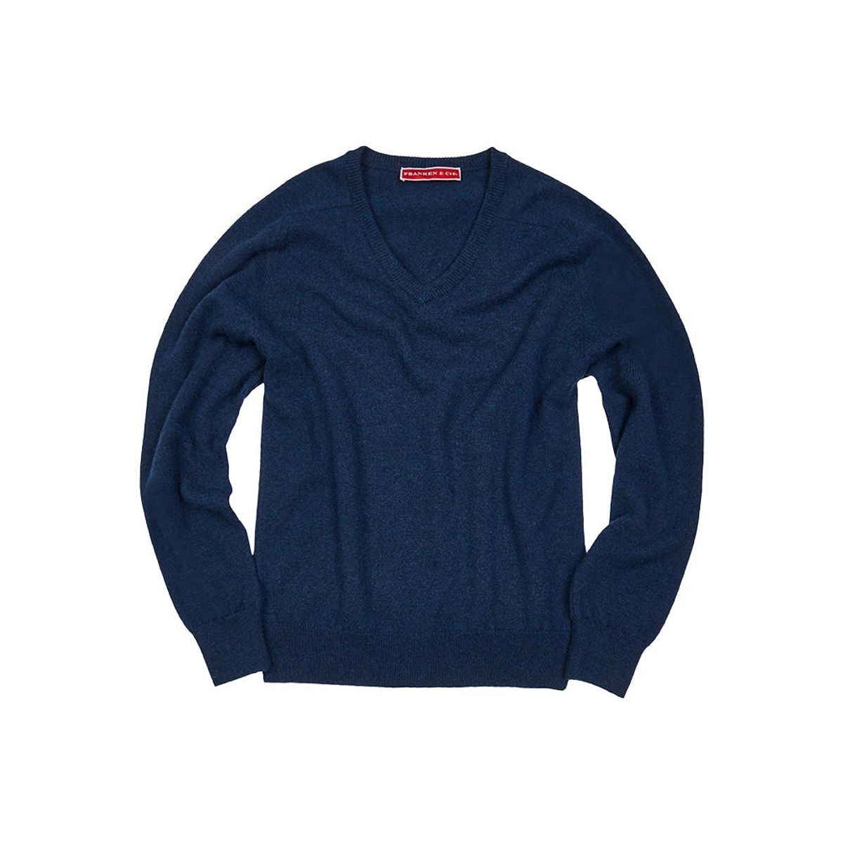 Franken & Cie Pullover V-hals, merinould, indigoblå - 48 (S)