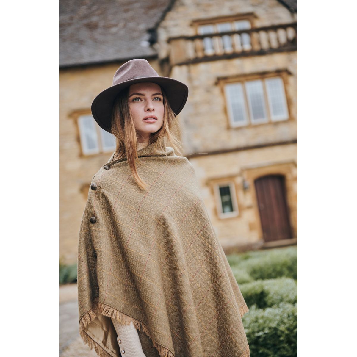 Hazelwood Tweed Poncho, Elm