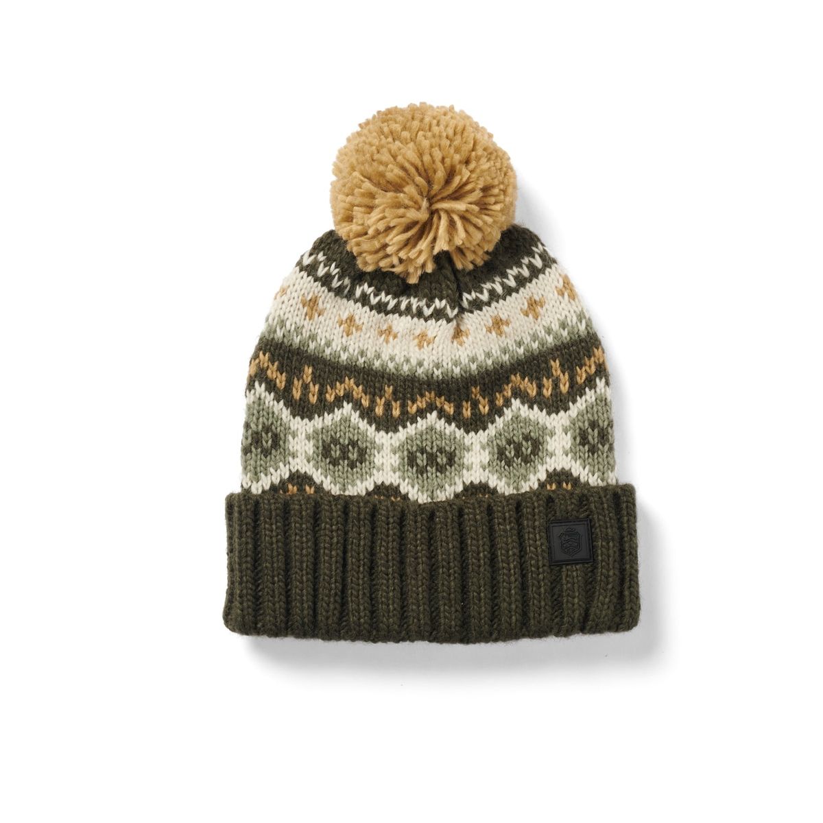 Fairisle Beanie tophue, moss