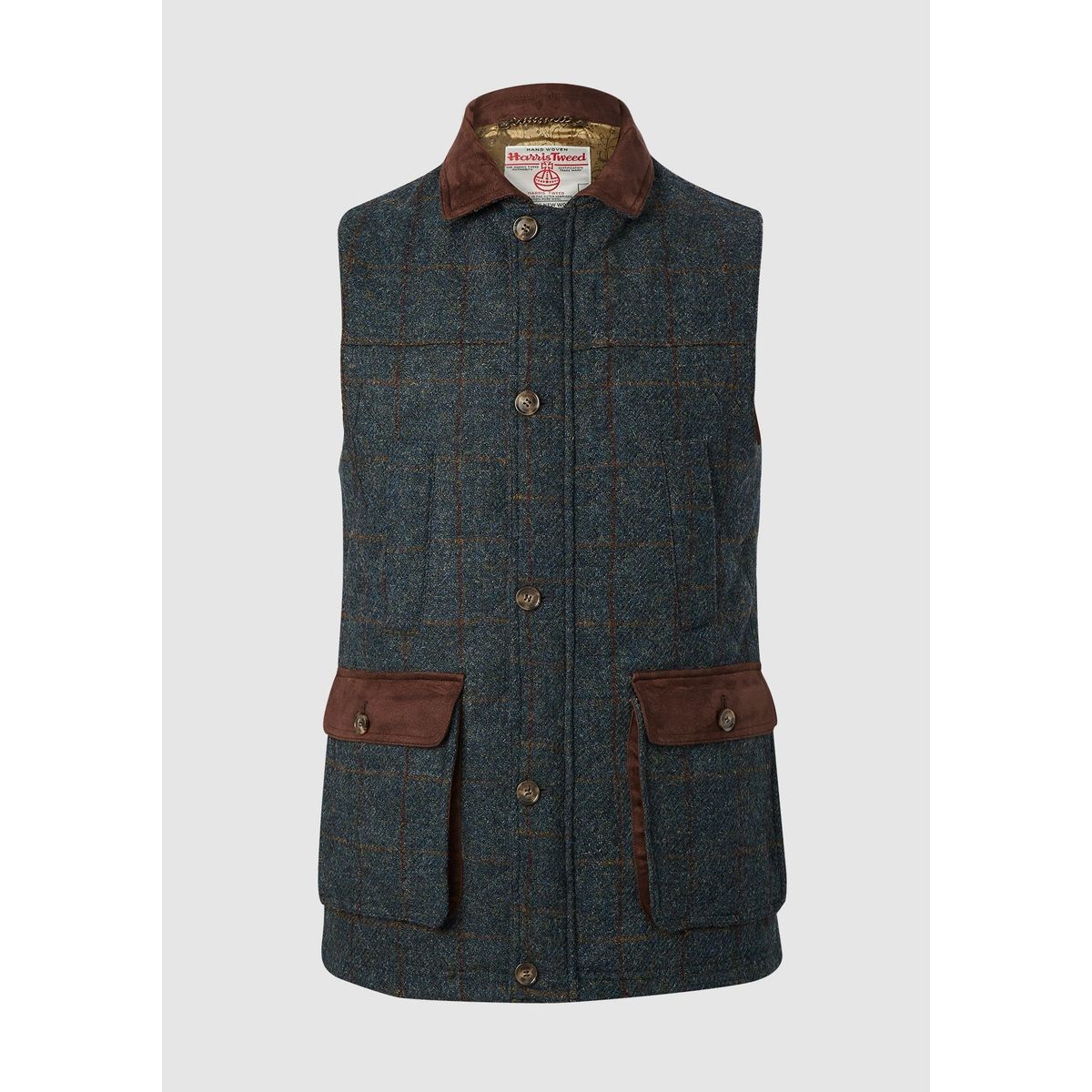 Chuck Gilet vest, blå multitern, Harris Tweed - XXL (UK46)