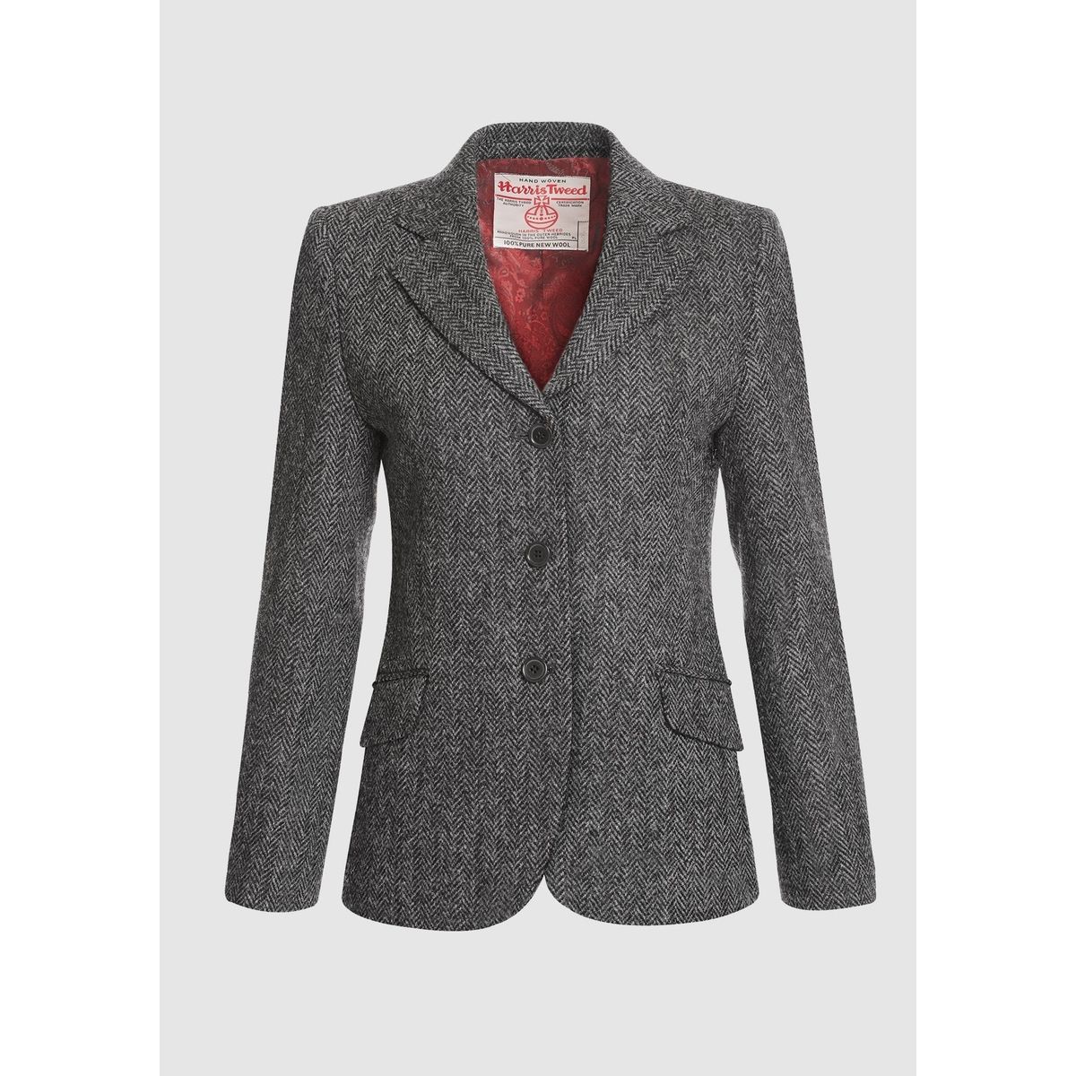 Claire Hacking Jacket Harris Tweed, koksgrå herringbone - 12 (M)