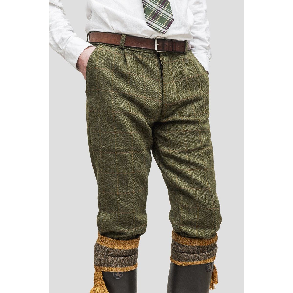 Tweed Breeks knæbukser (Længere udgave), mørk grøn - 32 L