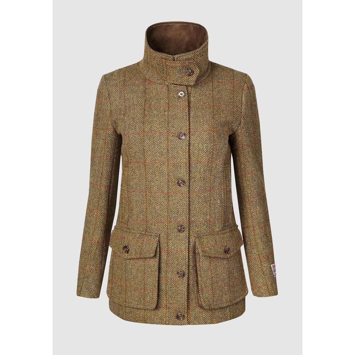 Juliet Ladies Field Coat Harris Tweed, mustard herringbone - S (8/10)