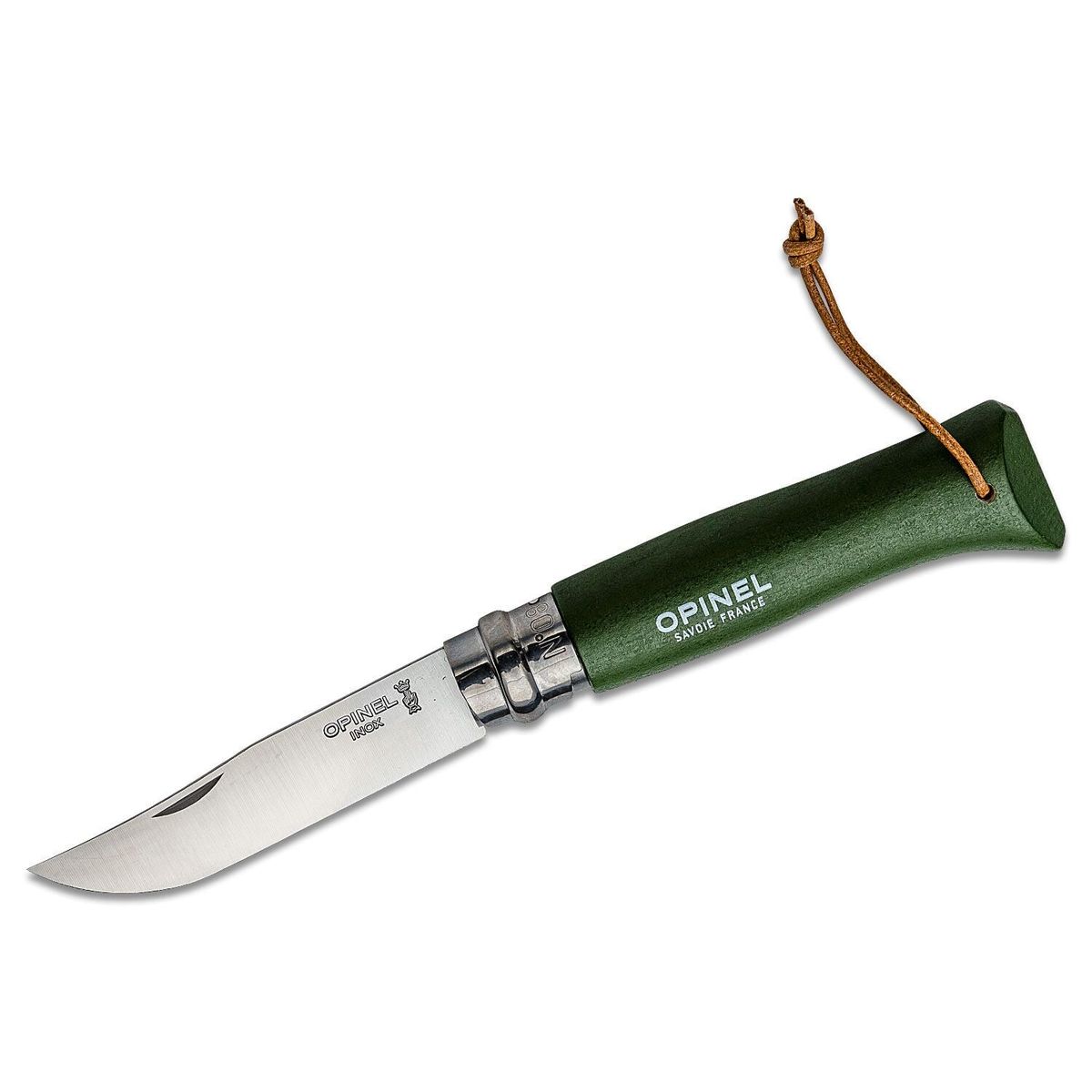 Opinel N'08 foldekniv, kakigrøn, bøgetræ, rustfri stål