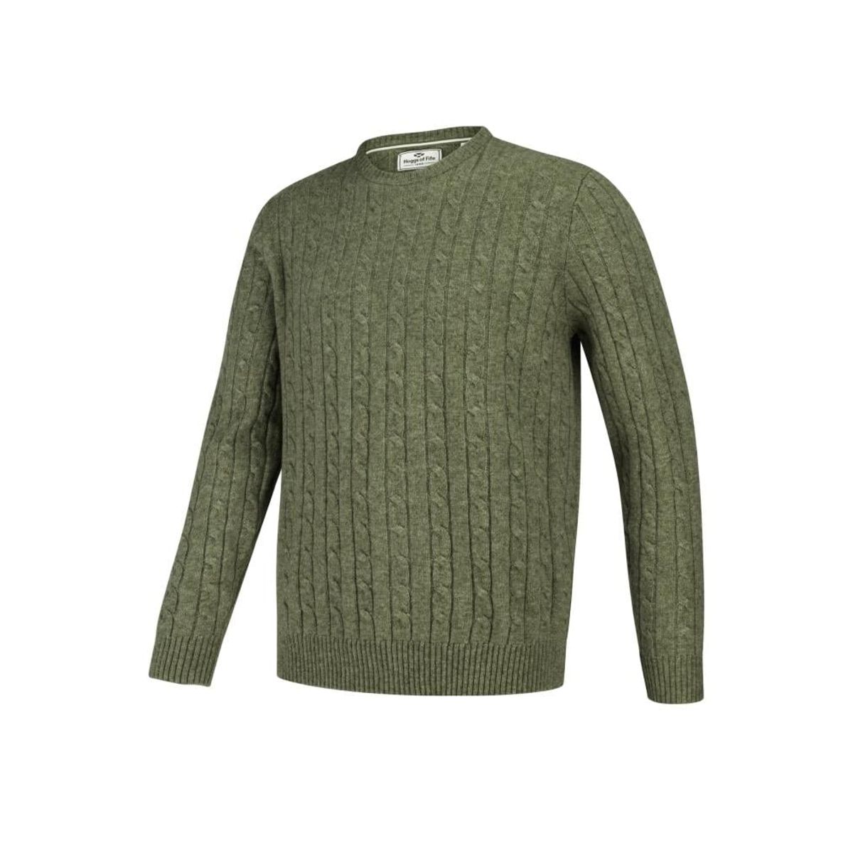 Jedburgh Crew Neck Cable Pullover, timiangrøn - L (43-44)