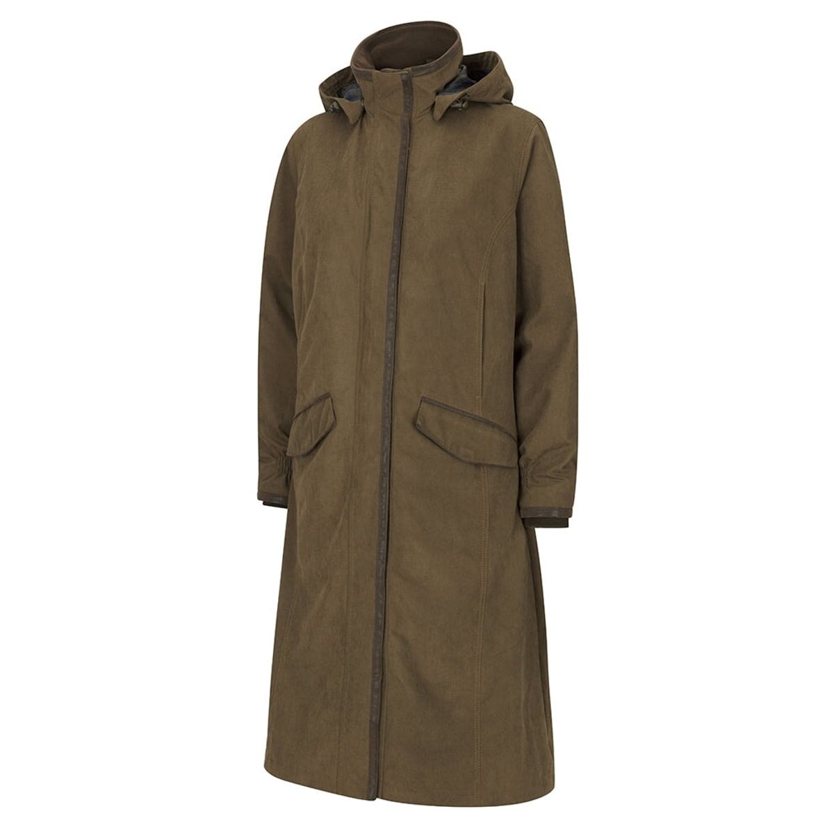 Struther Ladies Long Riding Coat ridefrakke, brungrøn - 2XL(18-20)