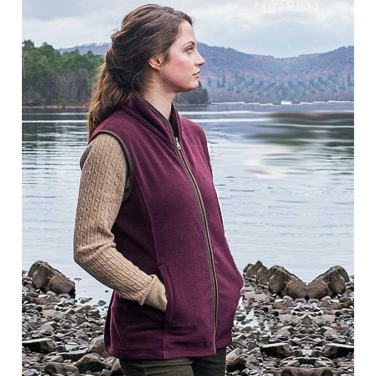 Stenton Ladies Vinrød Fleece Gilet vest - XXL (UK18-20)