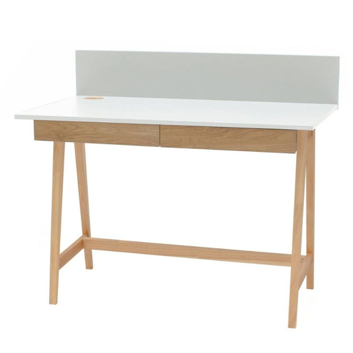 Skrivebord i asketræ og MDF 110x50x75 cm Flere varianter - Kalkhvid