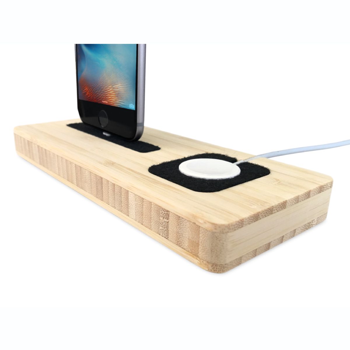 iPhone & Apple Watch Station - Bambus (lys)