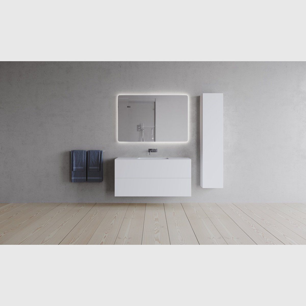 Copenhagen Bath SQ2 120 dobbelt kabinet med center vask - mat hvid