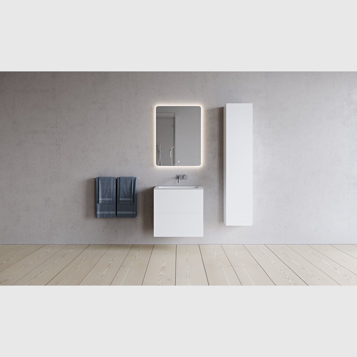 Copenhagen Bath SQ2 60 dobbelt kabinet med center vask - mat hvid