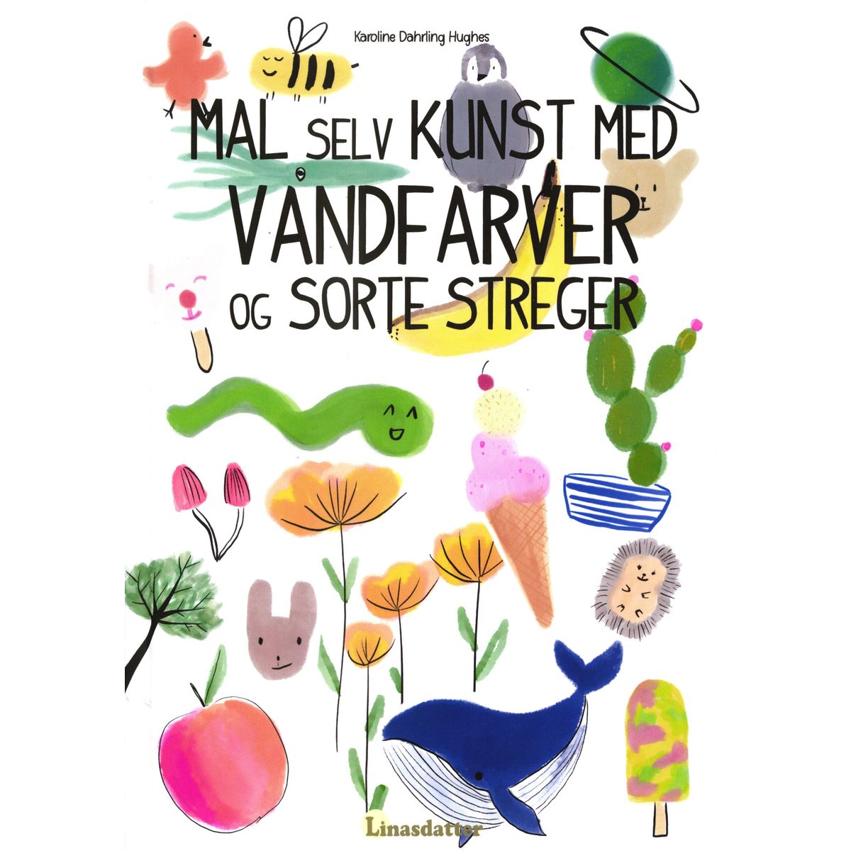 Mal selv kunst med vandfarver og sorte streger