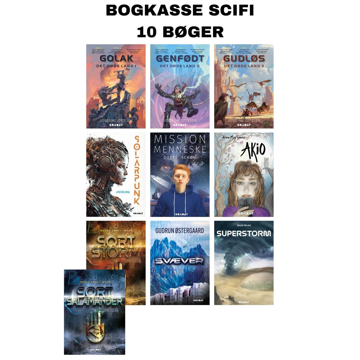 Bogkasse med 6 science fiction bøger