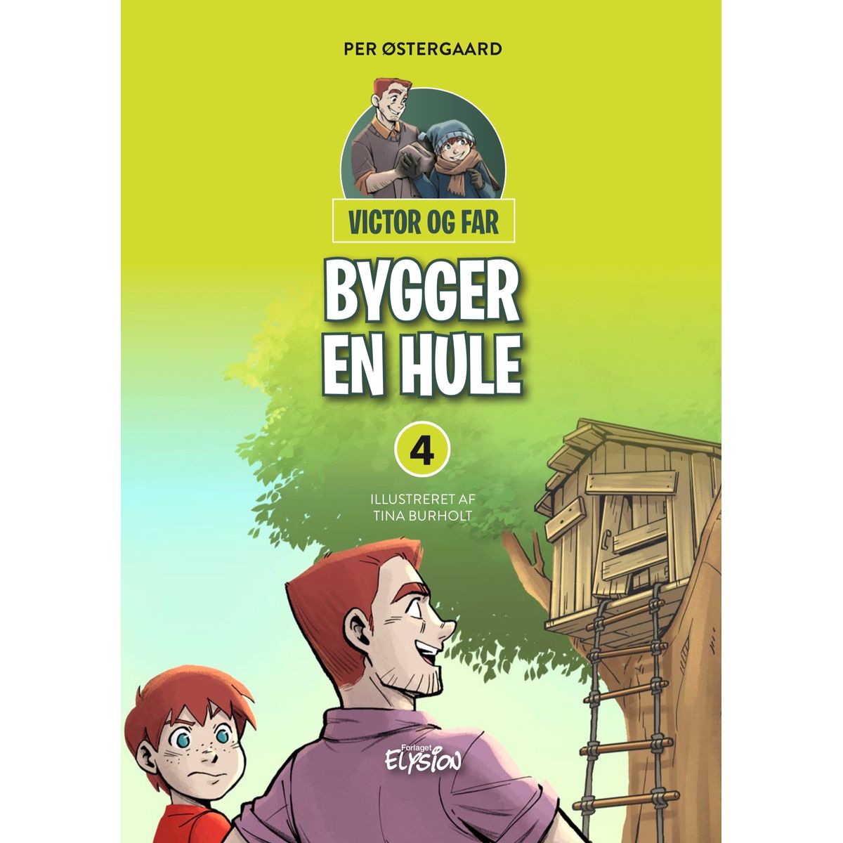 Victor og far bygger en hule