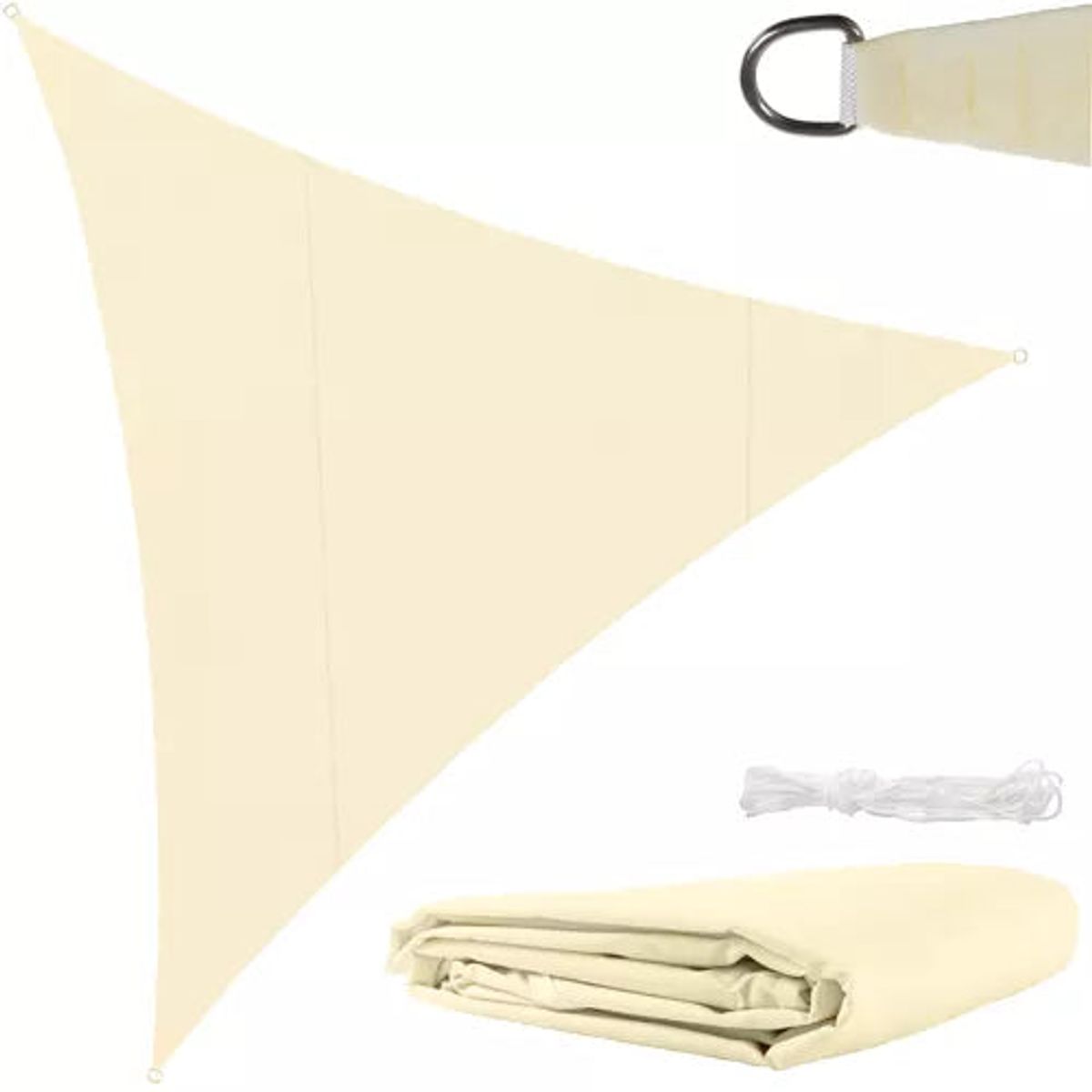 Solsejl Trekantsformet 4x4x4m - Beige