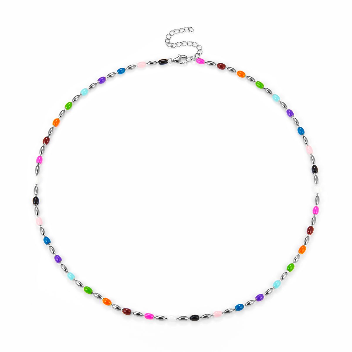 LuvaLu Jewellery - Colorful halskæde, 45-50 cm Sølv