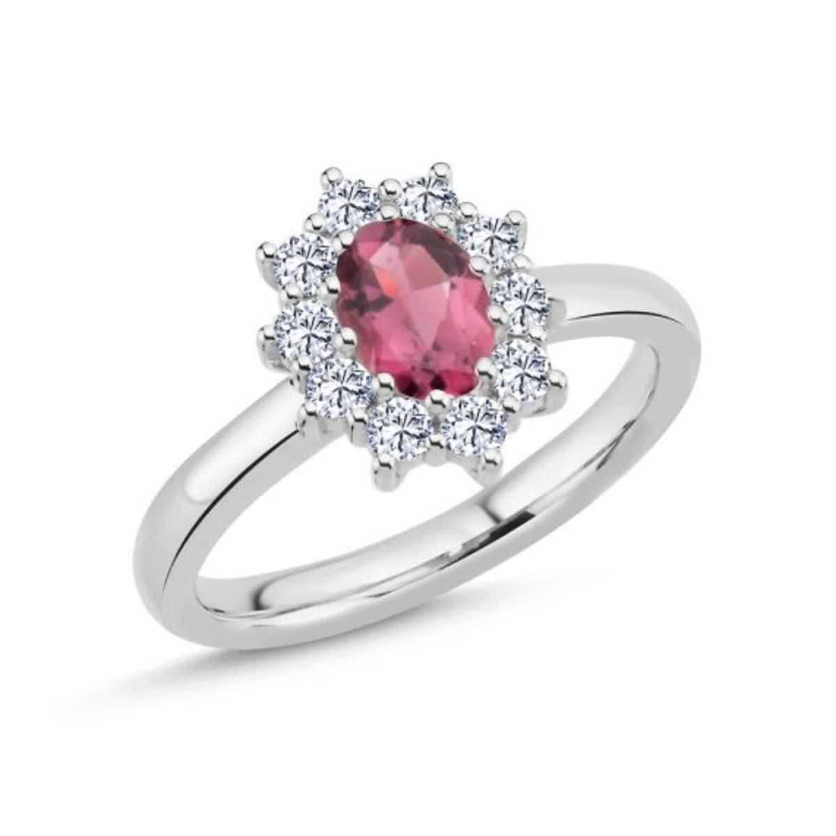 Nuran - Dawn ring m. pink turmalin, 10x0,05 ct. w/si 14 kt. hvidguld