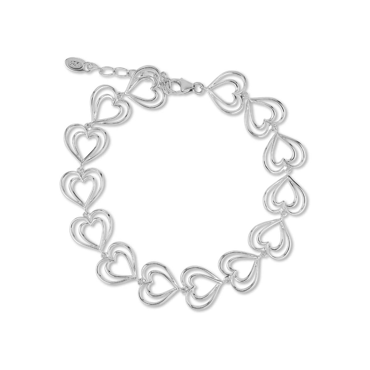 Vibholm Sølv - Armbånd m. hjerter, 18,5+3 cm Rhodineret sterlingsølv