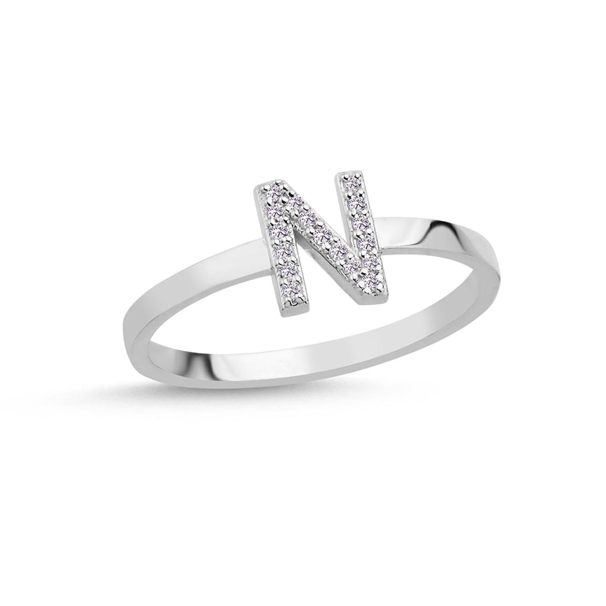 Nuran - Bogstavsring m. pavé 7x0,005 ct. w/si, N 14 kt. hvidguld