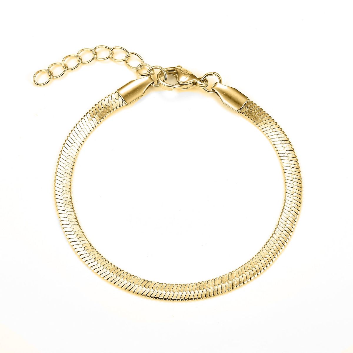 Baía Jewellery - Flat Snake armbånd, 16-19 cm Rustfrit stål PVD guldbelægning