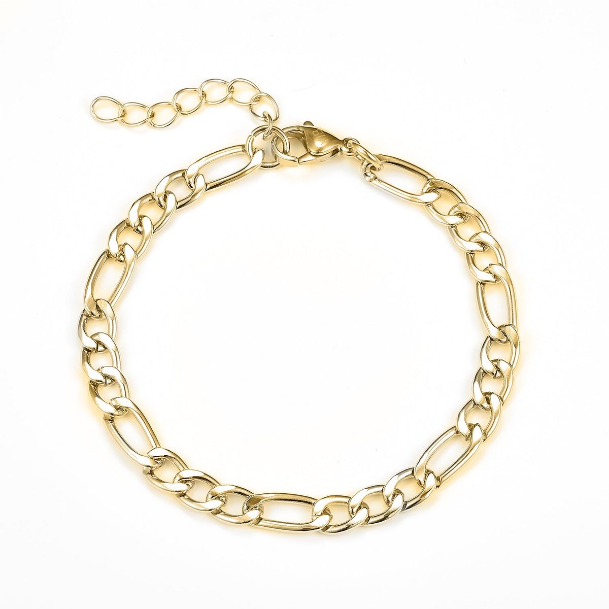 Baía Jewellery - Figaro armbånd, 16-19 cm Rustfrit stål PVD guldbelægning