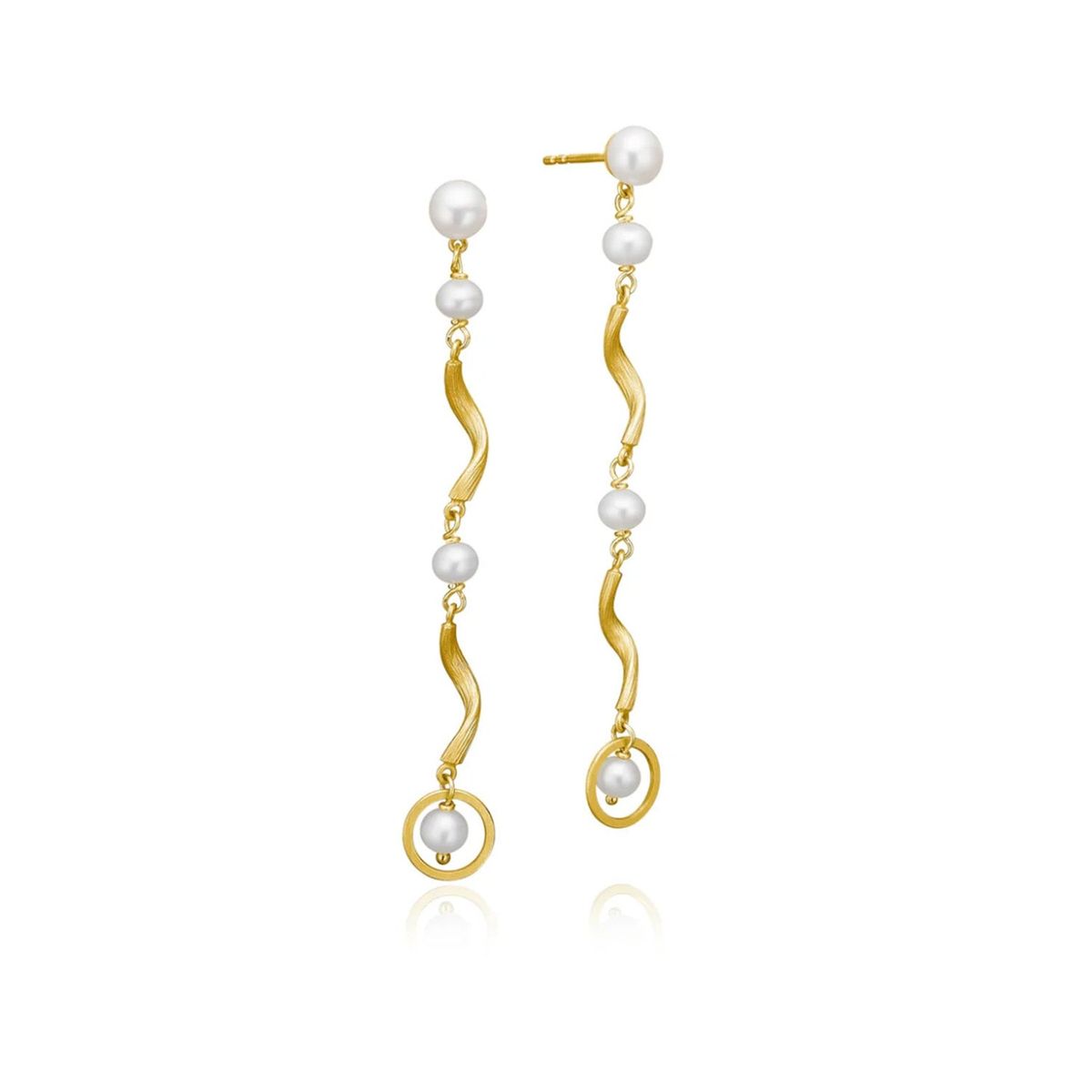 Dulong Fine Jewelry - Vega Pearl øreringe m. ferskvandsperle, lang 18 kt. guld