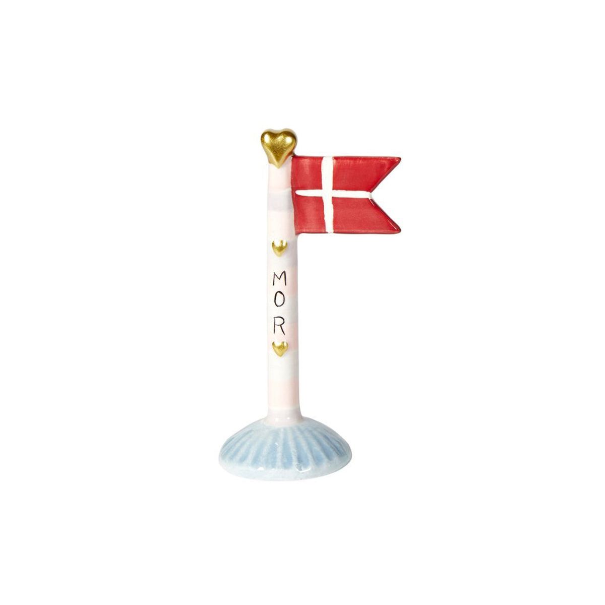 Speedtsberg - Fødselsdagsflag striber Mor lyserød/blå/guld 14cm